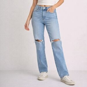 American Eagle Outfitters Light Blue Ripped Straight Leg Jeans